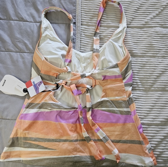 Prana Striped Tankini Top in Orange and Pink Multicolored Stripes Size XS NWT - Picture 4 of 6